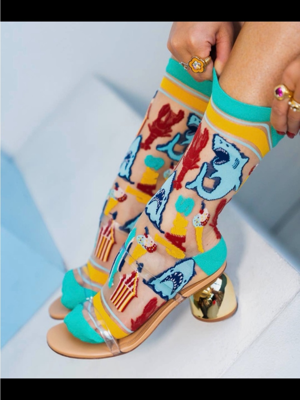 Sock Candy Jaws Carnival Classic Sheer Crew Sock. No offers.